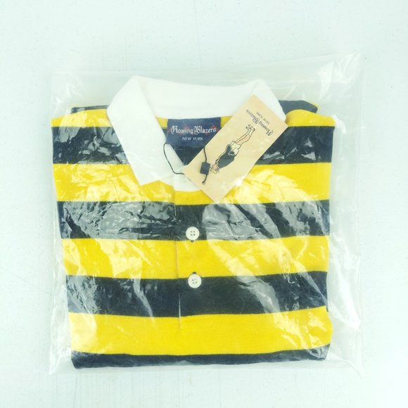 NWT Rowing Blazers Yellow Black Hockney Stripe Rugby Jersery Shirt - Picture 2 of 2